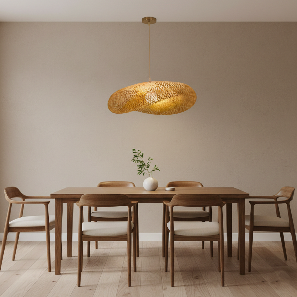 Aira Handwoven Natural Bamboo Pendant Light | Esilora