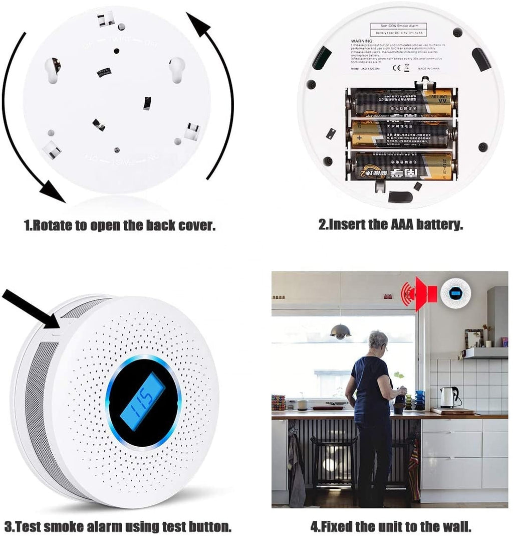 Smoke & Carbon Monoxide Alarm | Dual Sensor Technology | Loud Alert | AirSecure - Esilora