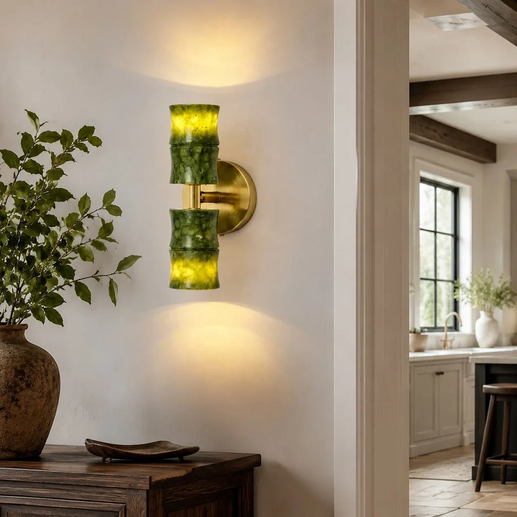 Green Bamboo-Form Double Wall Lamp | Esilora