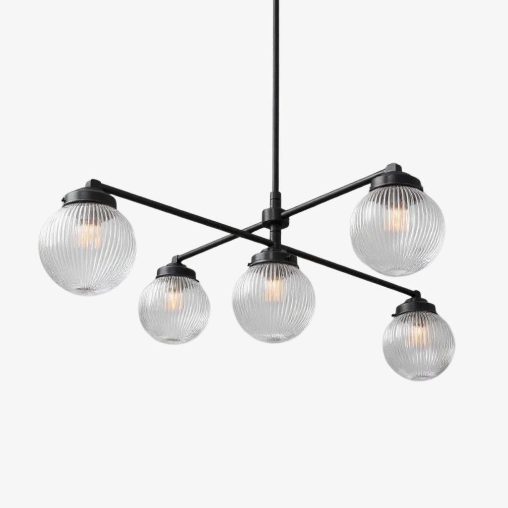 Glorica Glass skulpturale Globus-Pendelleuchte aus Metall und Glas – moderne Deckenleuchte für das Esszimmer | Esilora