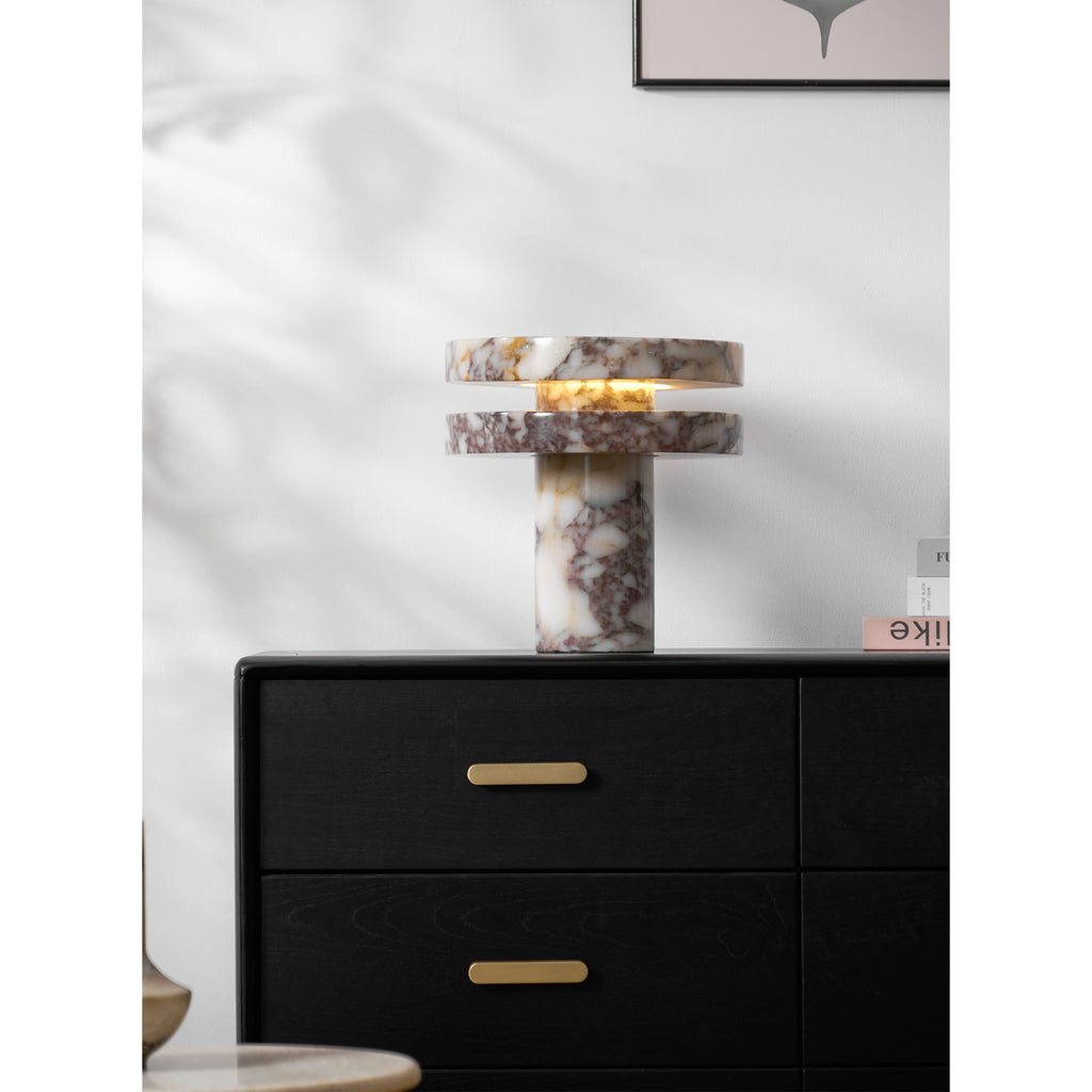 Modern Sculptural Table Lamp with Cylindrical Base Design for Bedroom Bedside and Living Room Use | Esilora