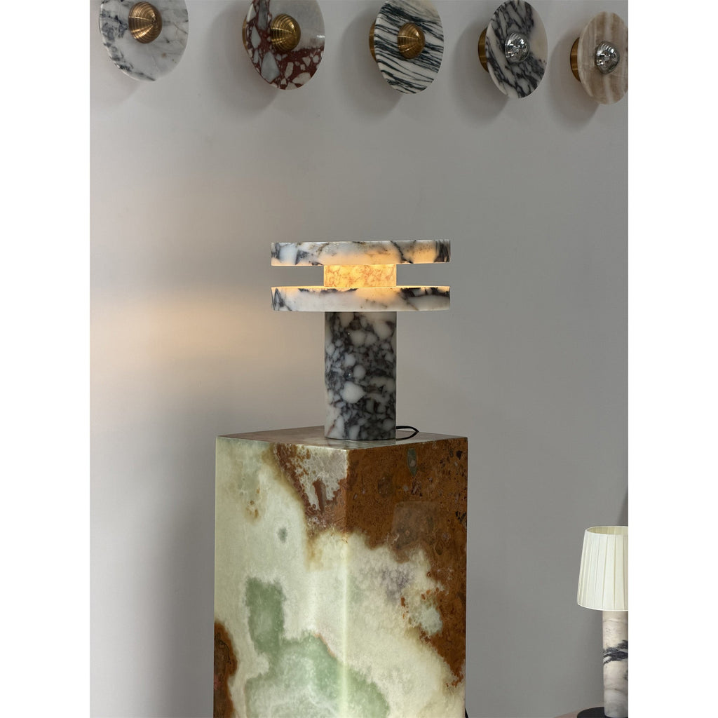 Modern Sculptural Table Lamp with Cylindrical Base Design for Bedroom Bedside and Living Room Use | Esilora