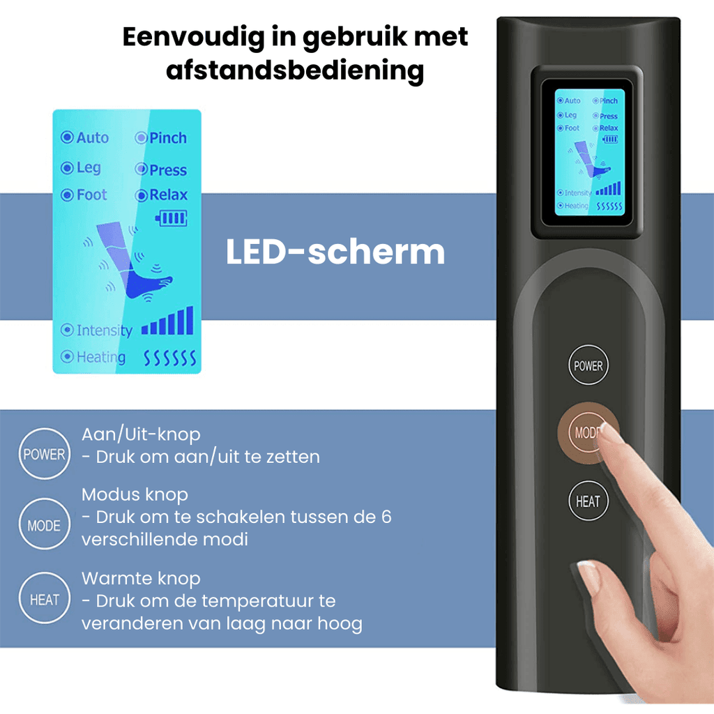Airestro 360° benmassager — Lufttryk, varme og restitution