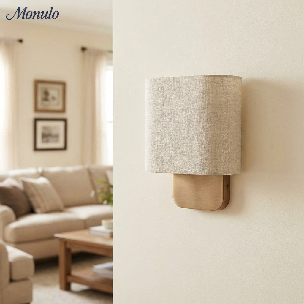 Nolvara Aleena Soft Fabric Luxe Metal Fabric Wall Sconce for Bedroom Reading Light | Esilora
