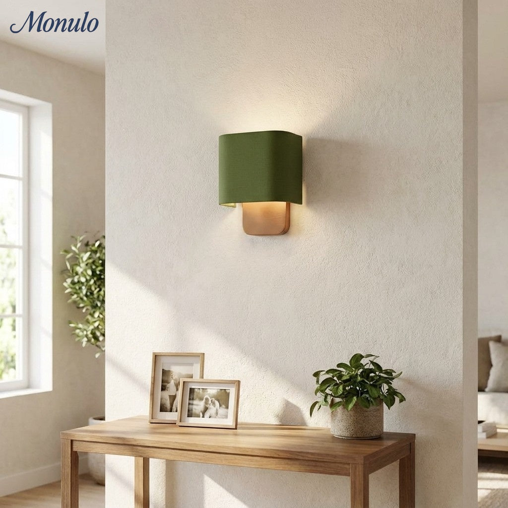 Nolvara Aleena Soft Fabric Luxe Metal Fabric Wall Sconce for Bedroom Reading Light | Esilora