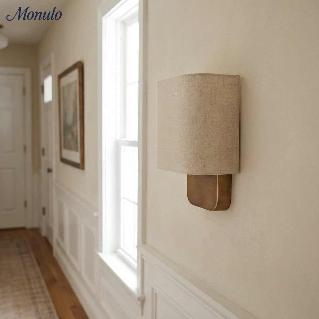 Nolvara Aleena Soft Fabric Luxe Metal Fabric Wall Sconce for Bedroom Reading Light | Esilora