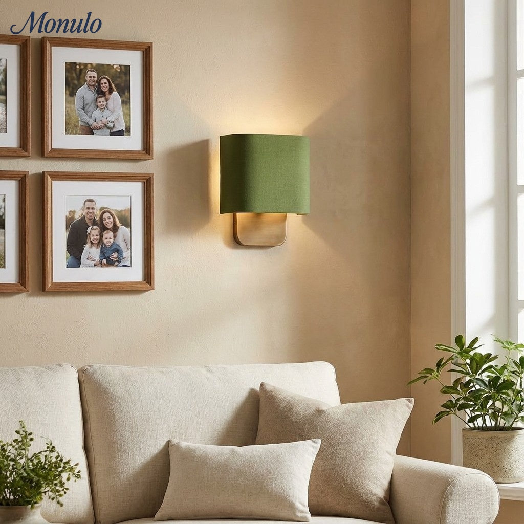 Nolvara Aleena Soft Fabric Luxe Metal Fabric Wall Sconce for Bedroom Reading Light | Esilora