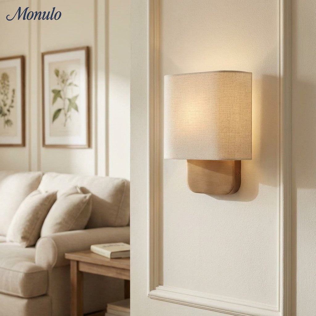 Nolvara Aleena Soft Fabric Luxe Metal Fabric Wall Sconce for Bedroom Reading Light | Esilora