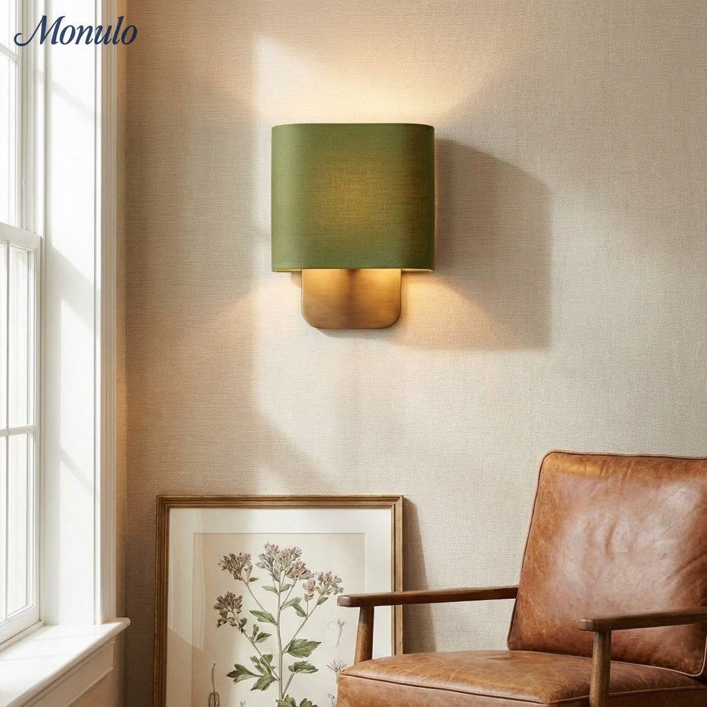 Nolvara Aleena Soft Fabric Luxe Metal Fabric Wall Sconce for Bedroom Reading Light | Esilora