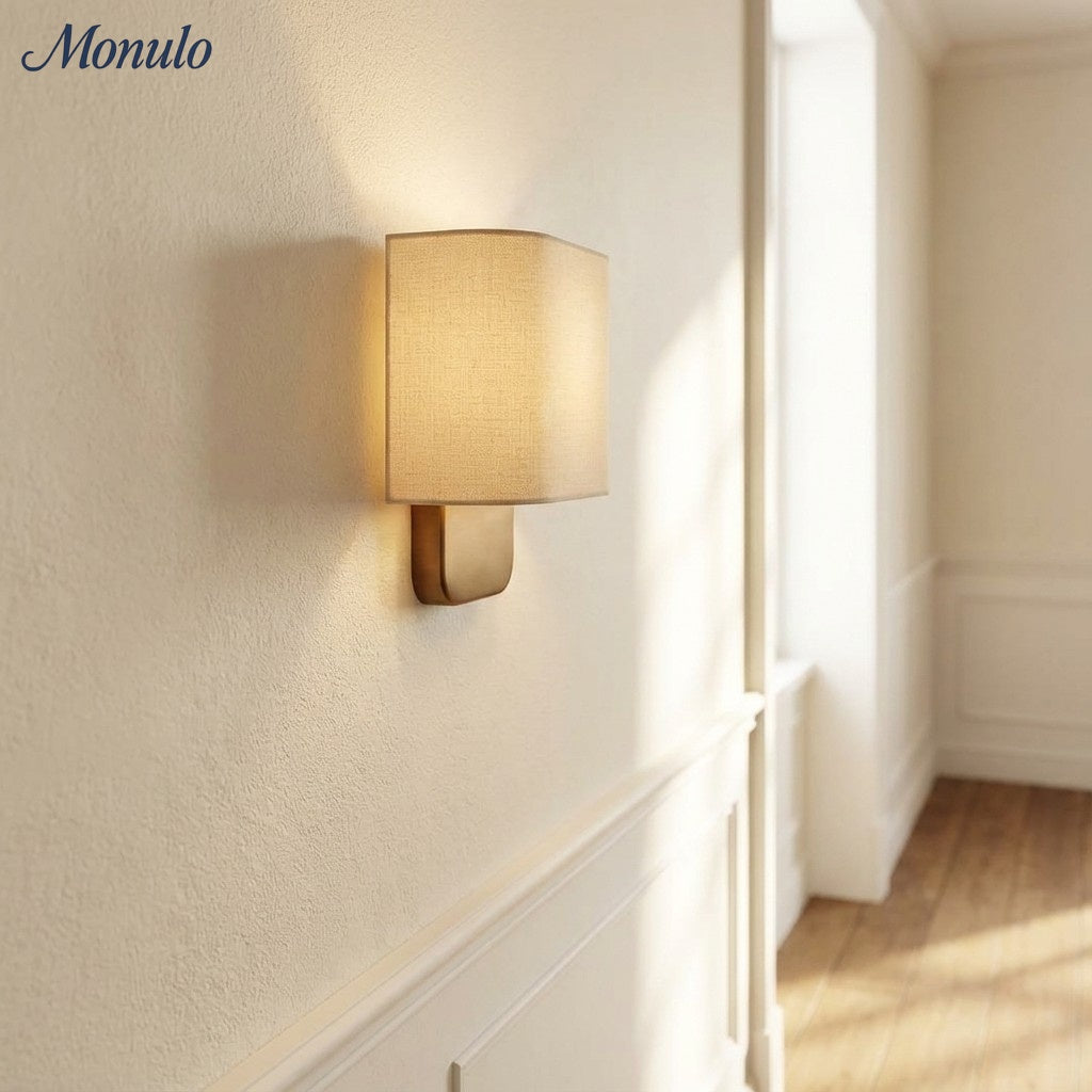 Nolvara Aleena Soft Fabric Luxe Metal Fabric Wall Sconce for Bedroom Reading Light | Esilora