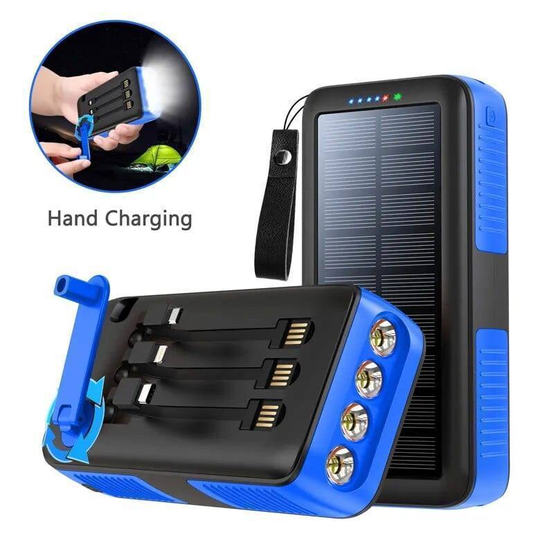 Solar Power Bank 61200mAh with Dual USB Output and Hand Crank - Esilora
