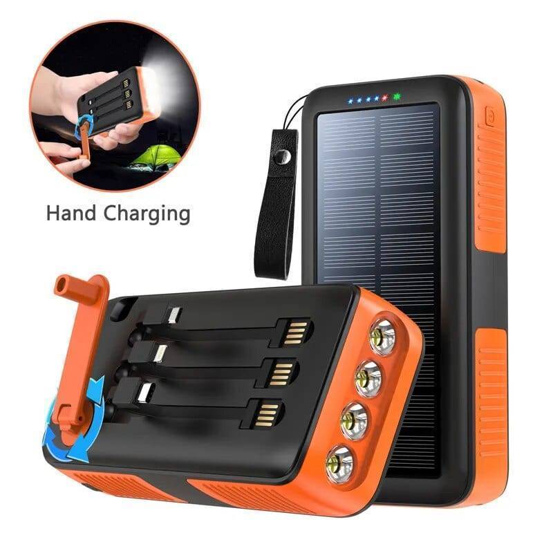 Solar Power Bank 61200mAh with Dual USB Output and Hand Crank - Esilora