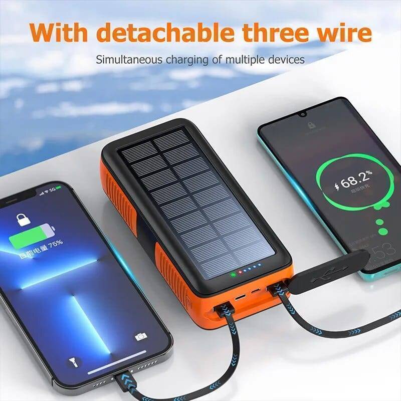 Solar Power Bank 61200mAh with Dual USB Output and Hand Crank - Esilora