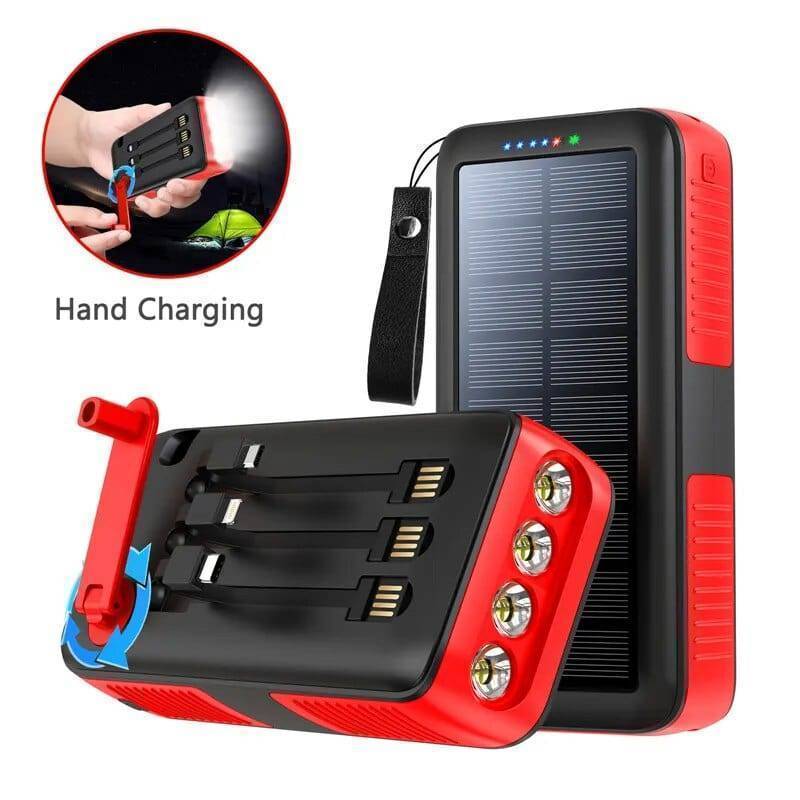 Solar Power Bank 61200mAh with Dual USB Output and Hand Crank - Esilora