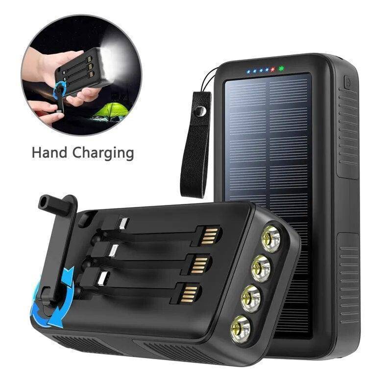 Solar Power Bank 61200mAh with Dual USB Output and Hand Crank - Esilora