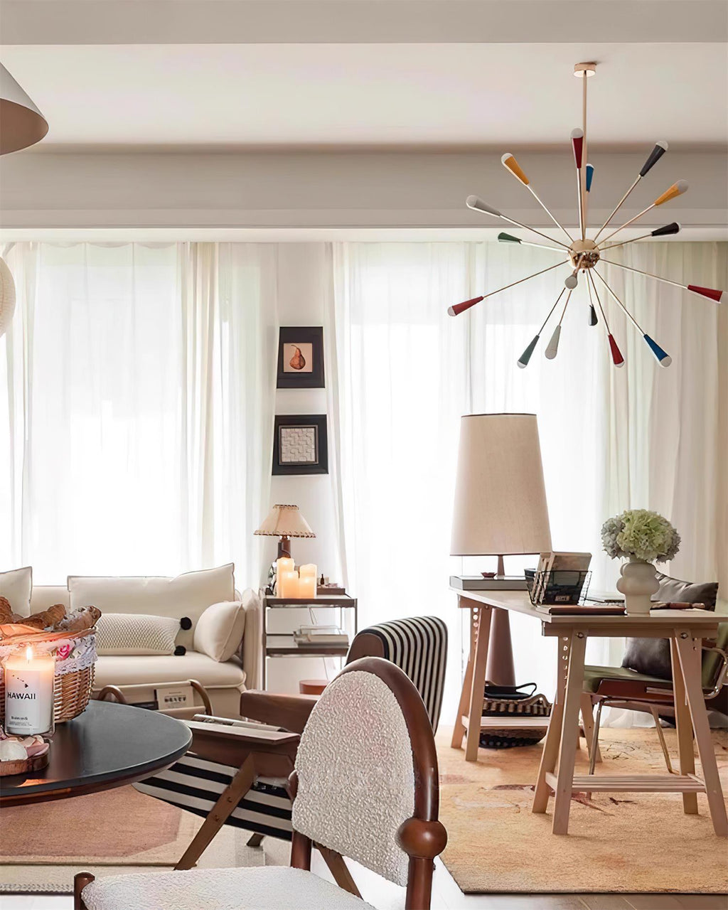Ivoran Fireworks Chandelier - Gold Metal Sputnik Cone Shade Mid Century Light for Dining Room | Esilora