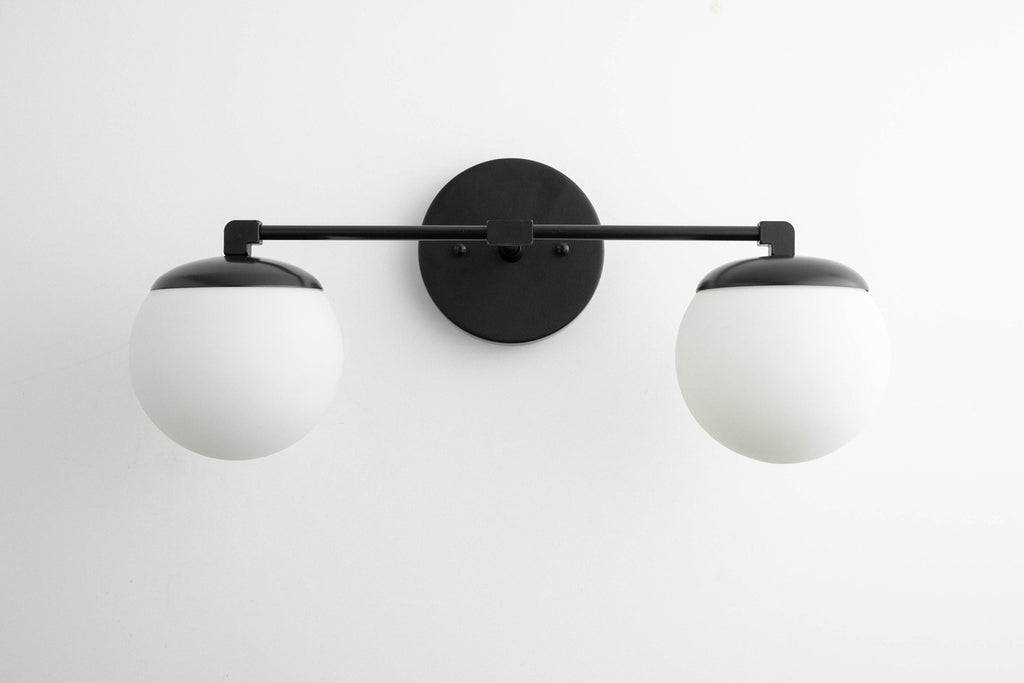 Applique da parete Glorica Glass Modern a 2 sfere – Luce da toilette per bagno | Esilora