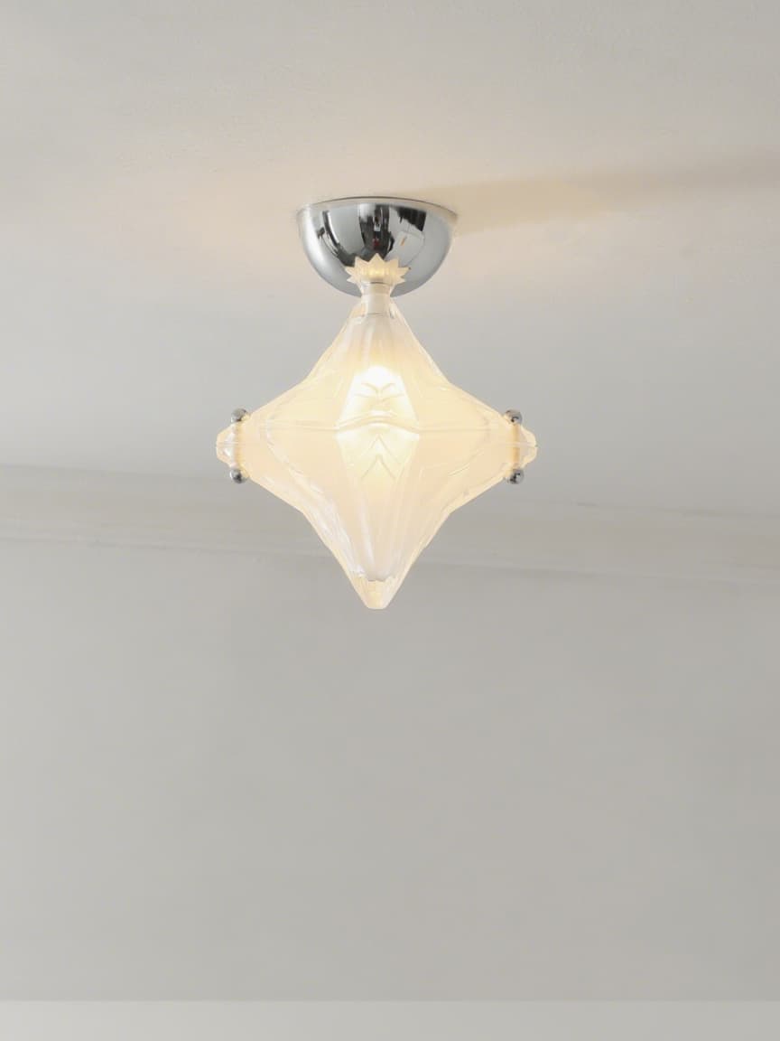 Art Deco Star Ceiling Lamp – Frosted Glass Fixture for Hallway & Entryway – Astris Ceres | Esilora
