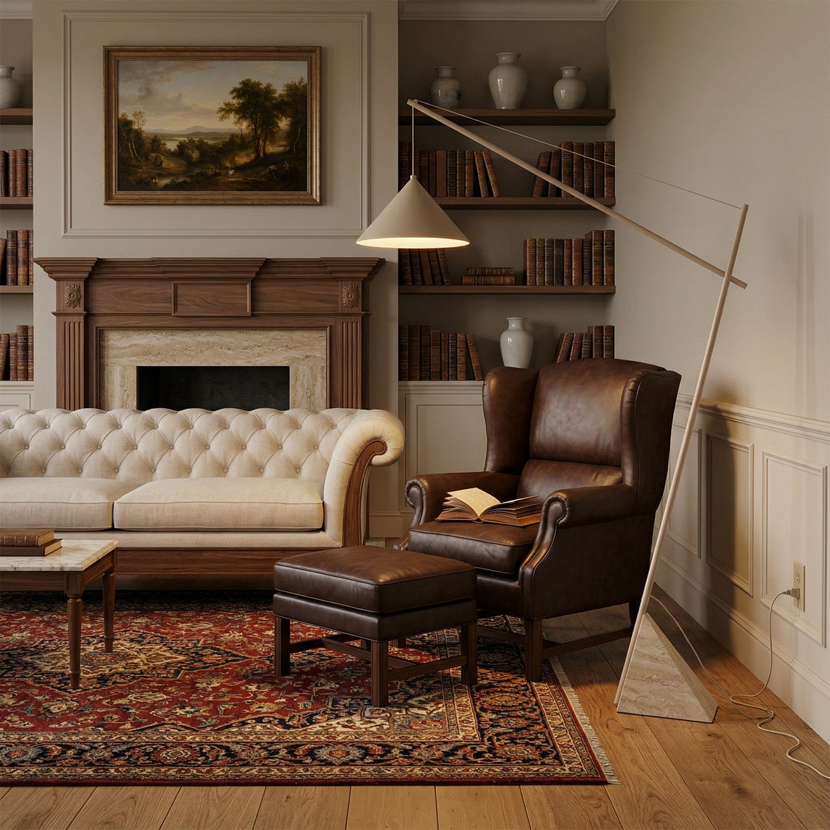 Grande Travertine Floor Lamp | Esilora