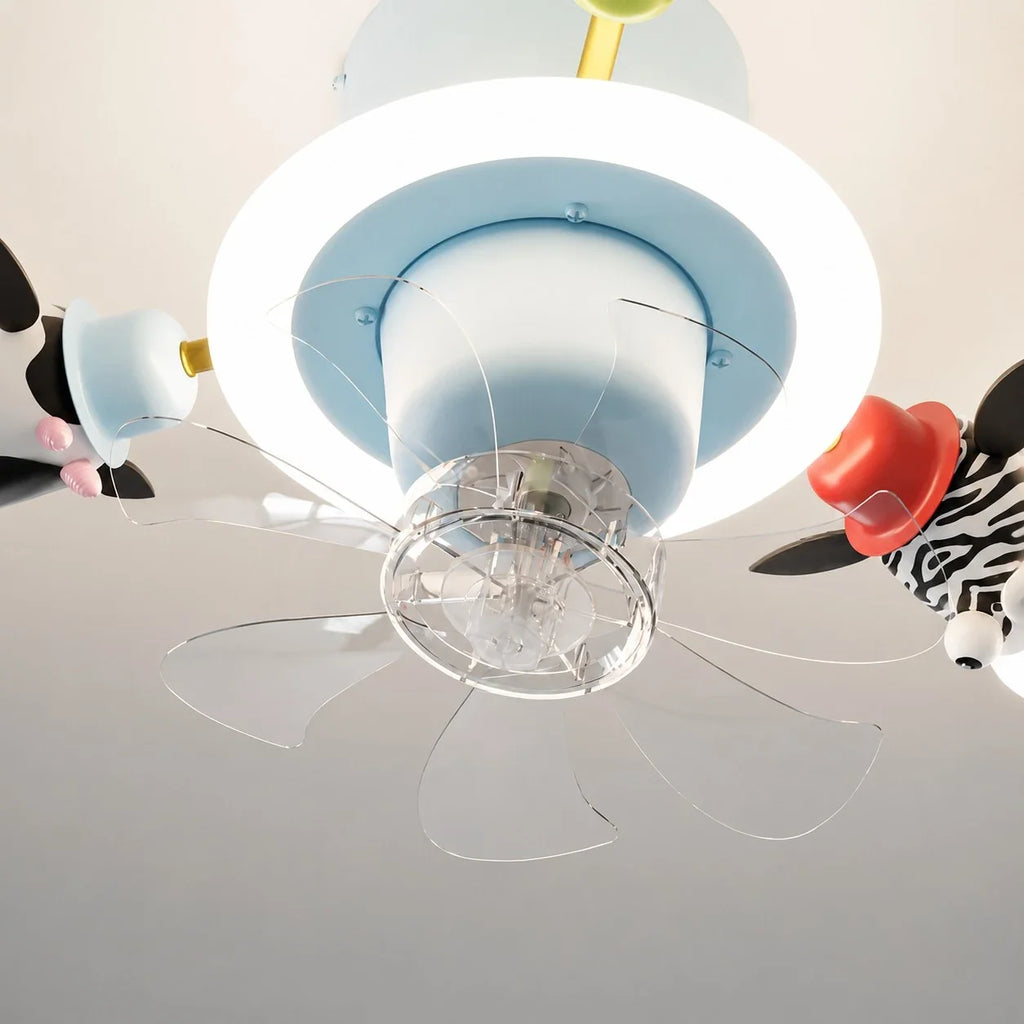Stropní ventilátor se světlem Full-Spectrum a motivy zvířat pro děti | Esilora