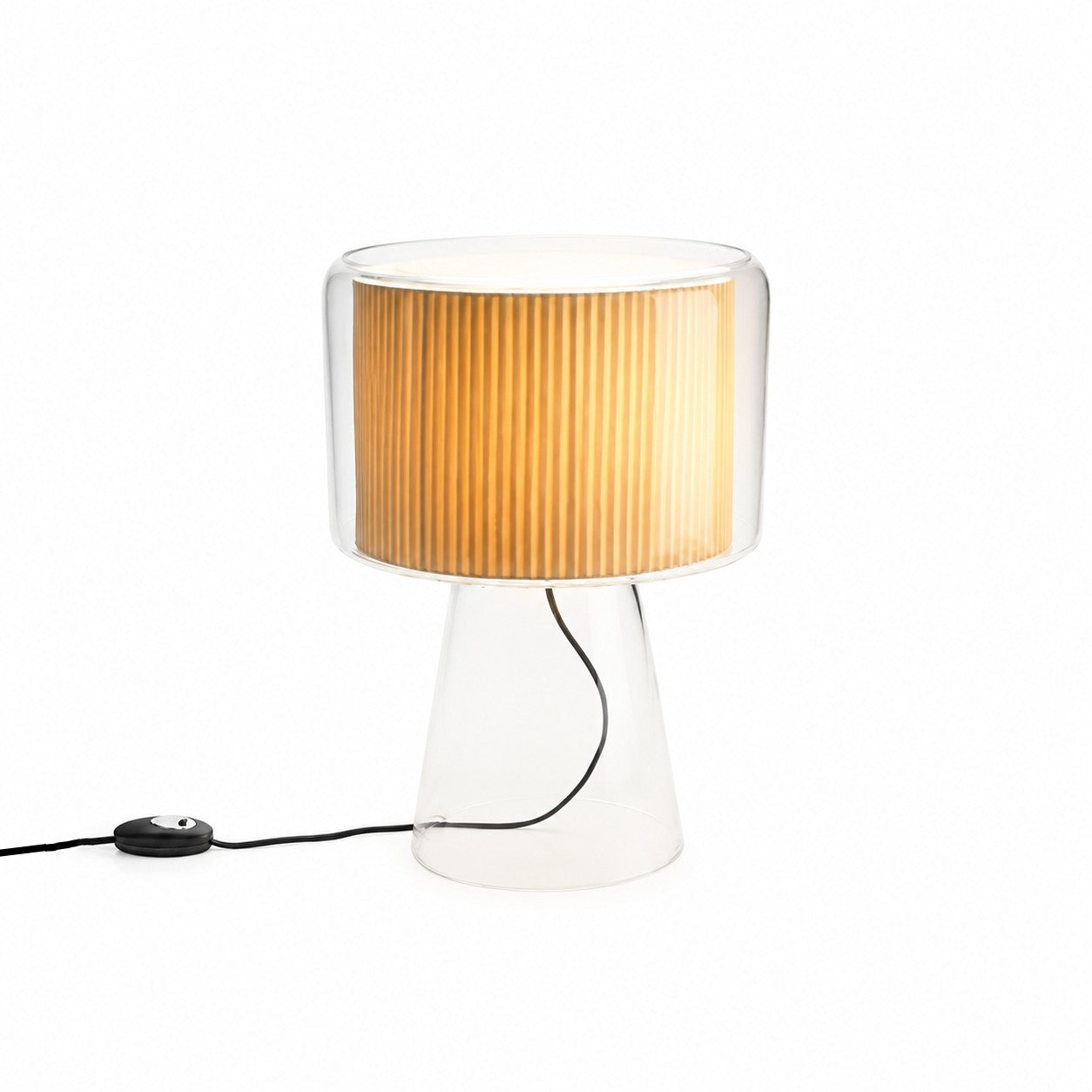 Natürliche Glastischlampe mit Stoffschirm | Esilora