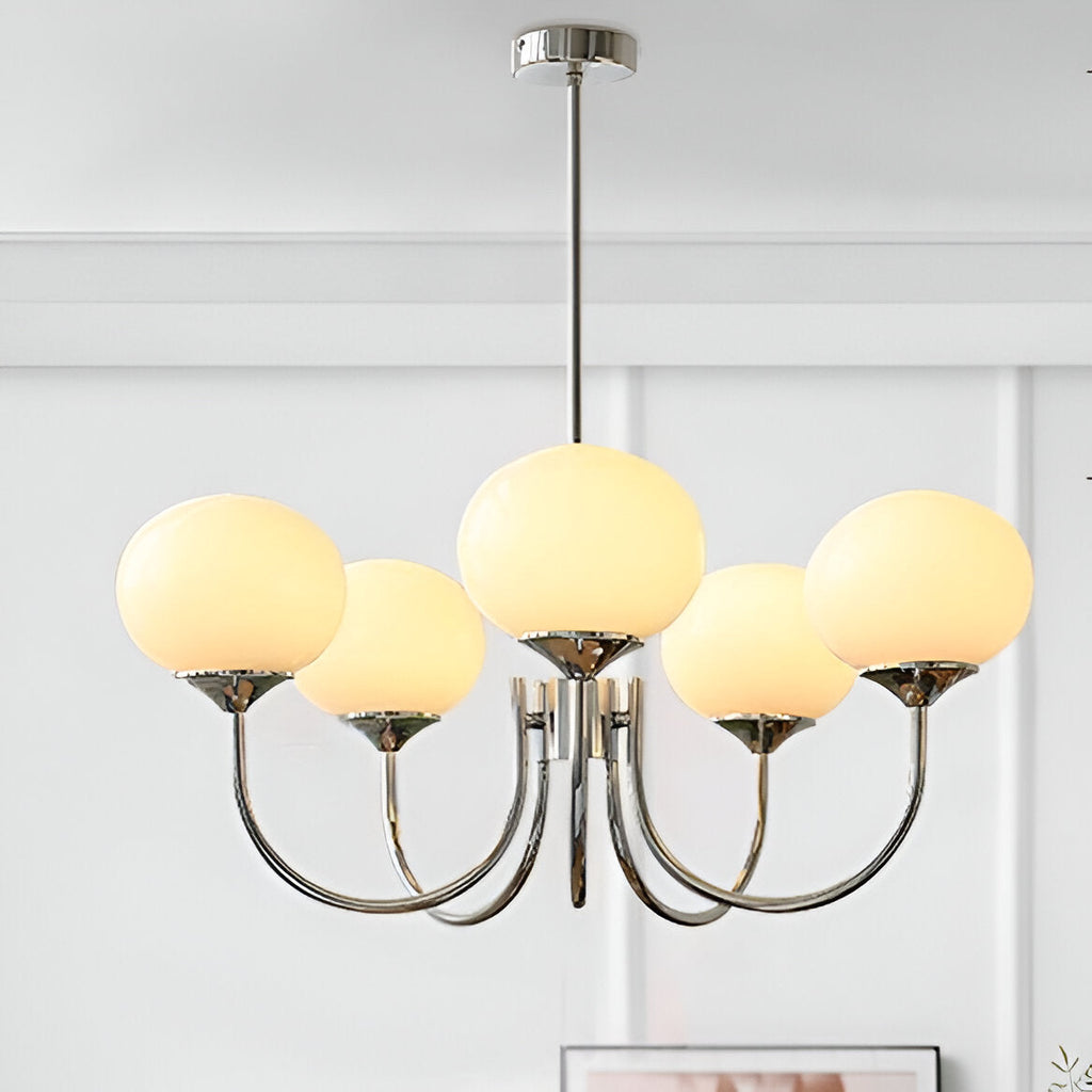 Javina Glass Cluster Chandelier - Iron Rounded Globe Modern Fixture for Dining Room and Living Rooms | Esilora