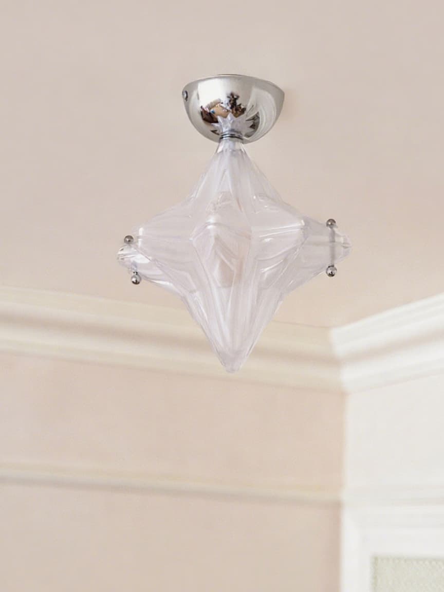 Art Deco Star Ceiling Lamp – Frosted Glass Fixture for Hallway & Entryway – Astris Ceres | Esilora