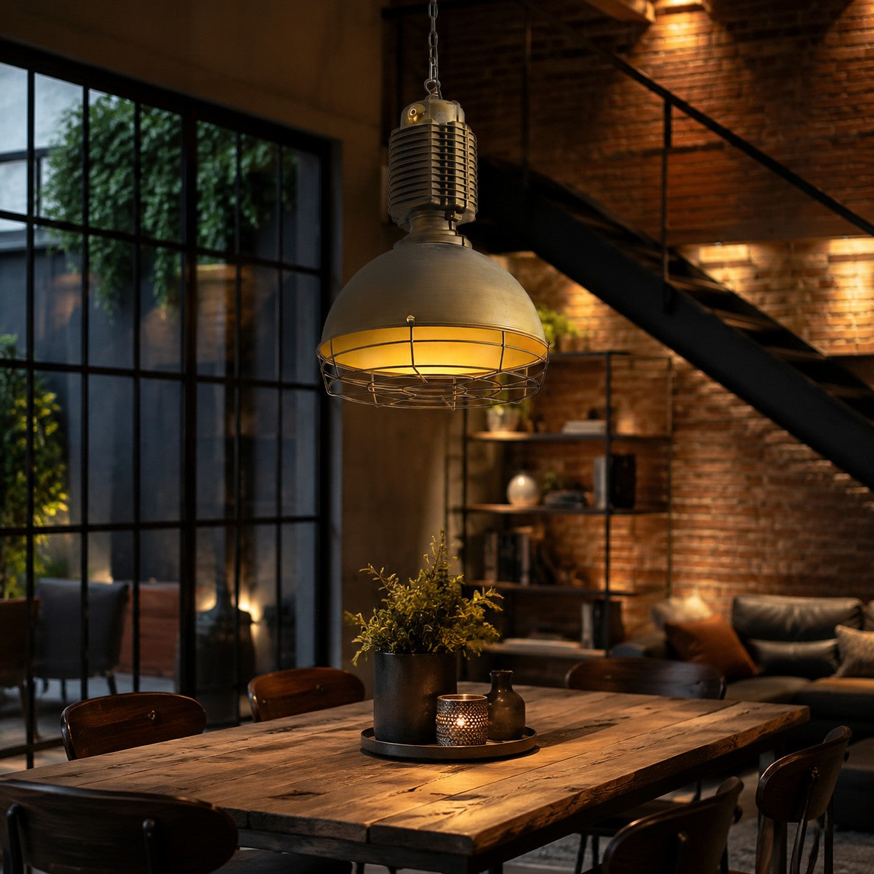Vintage Industrielle Pendelleuchte mit Eisenkäfig | Esilora
