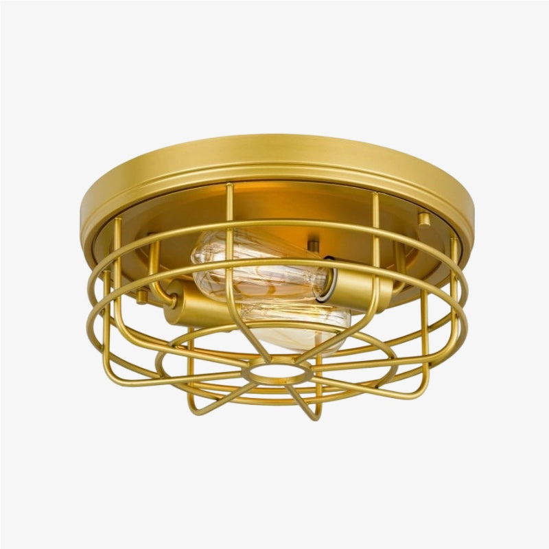 Lampada da soffitto rotonda Gridray con gabbia in metallo, stile industriale – illuminazione per interni di cucina e ingresso | Esilora
