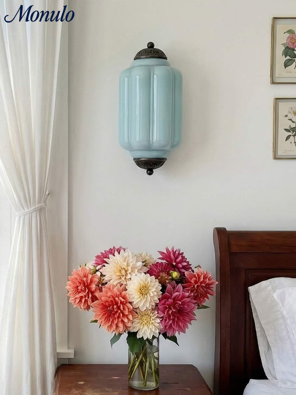 Vintage Milk Glass Flush Eloise Wall Sconce for Bedside Hallway | Esilora