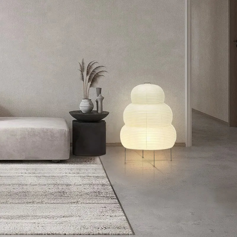 Lampada da tavolo giapponese wabi-sabi in carta di riso bianca | Esilora