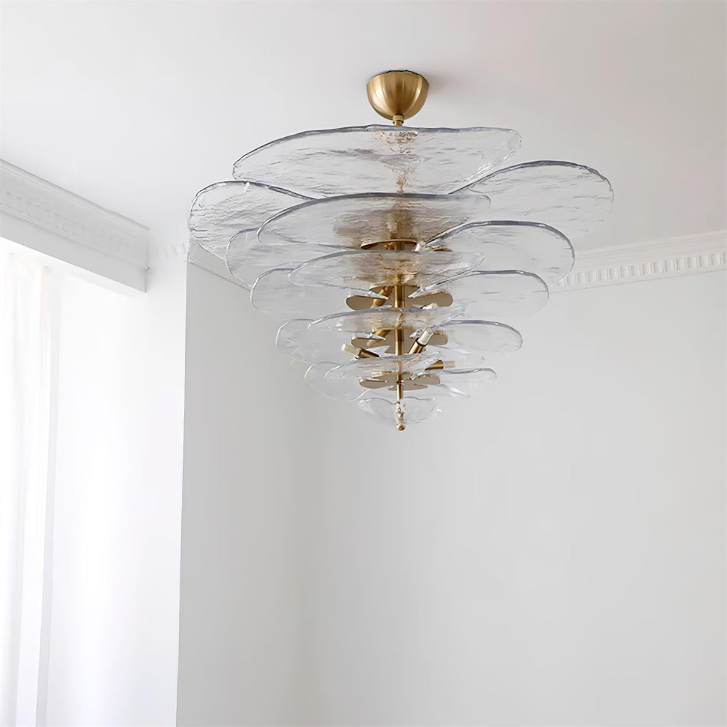 Lotus Leaf Layered Glass Chandelier | Esilora