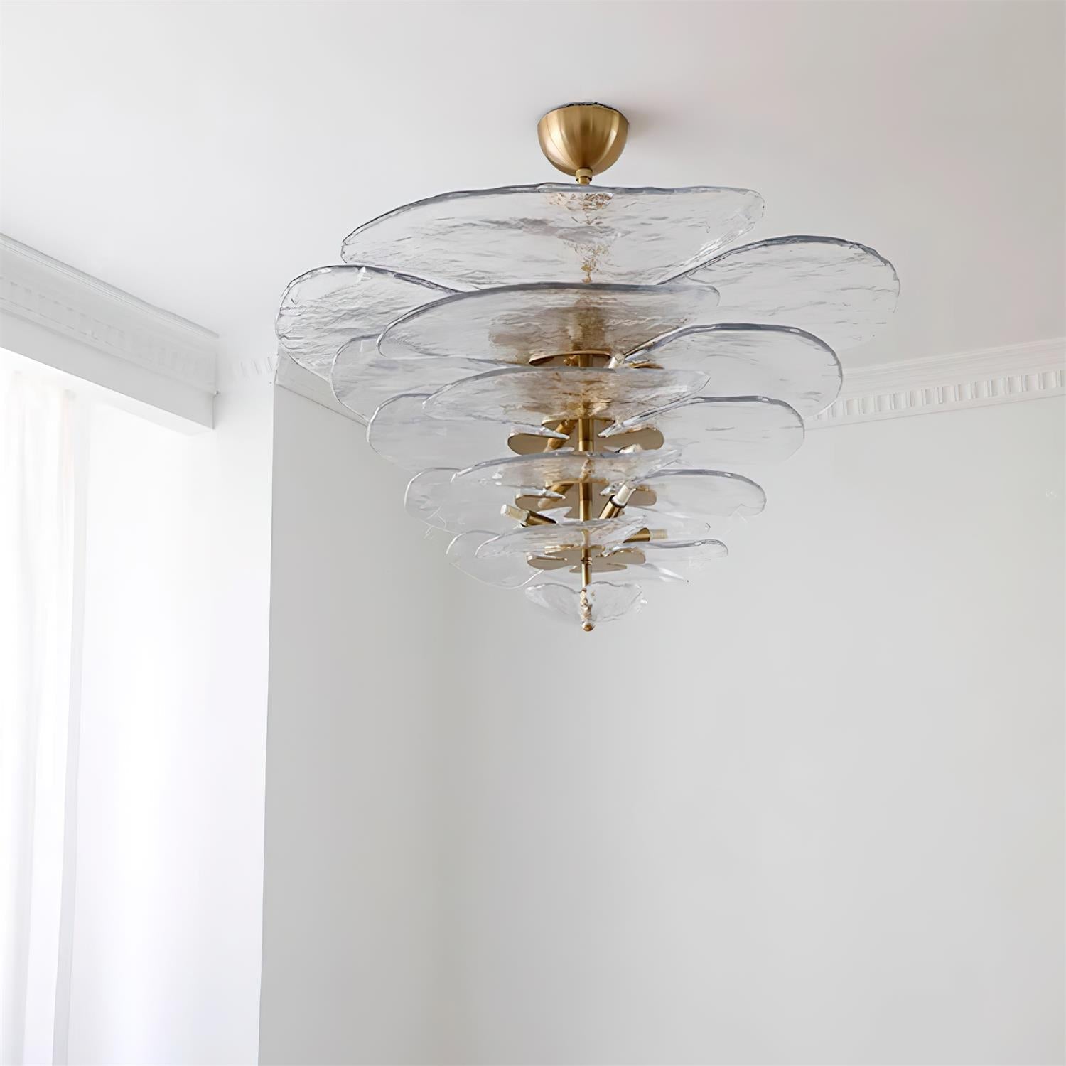 Lotus Leaf Layered Glass Chandelier | Esilora