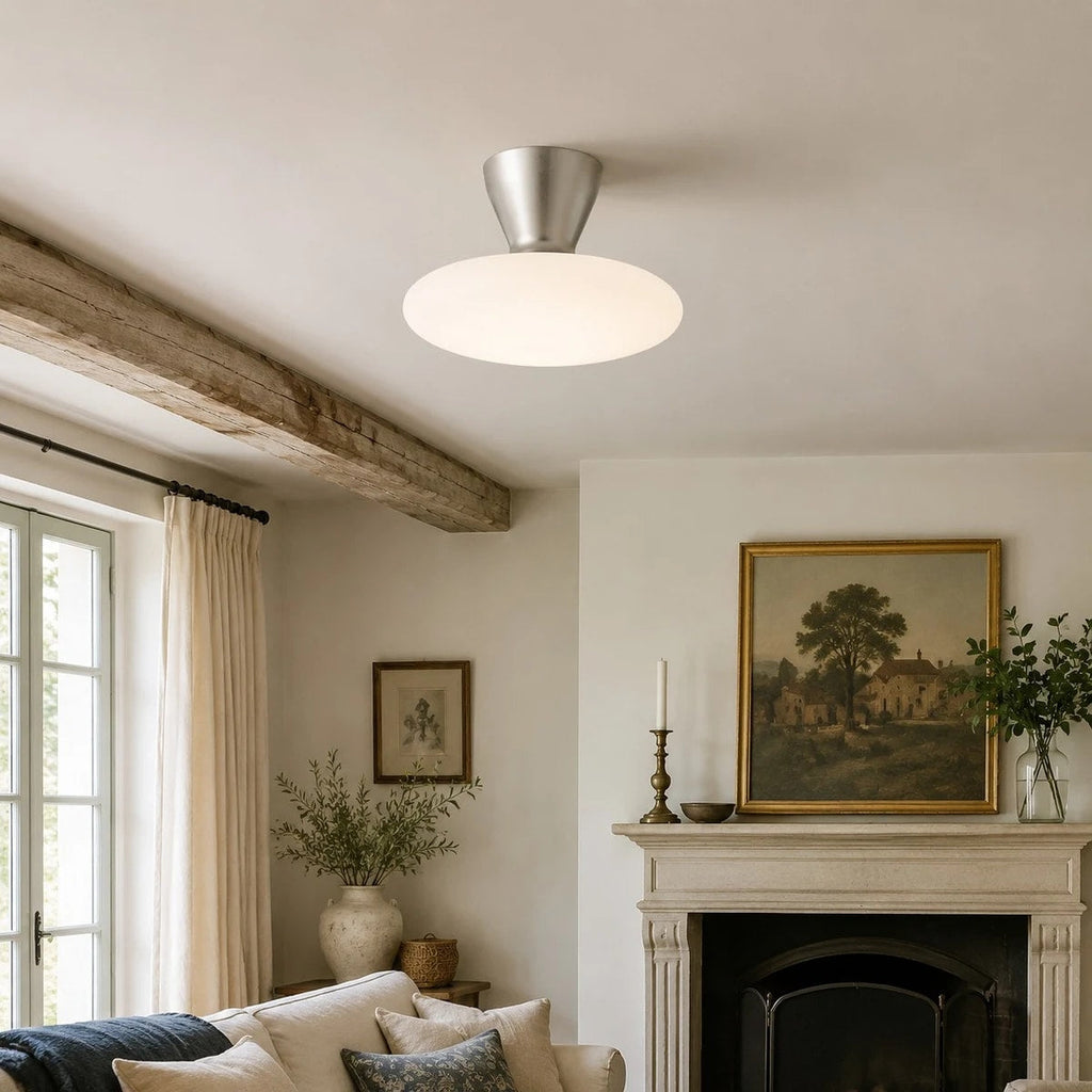 Konos White Glass Flush Mount Ceiling Light | Esilora