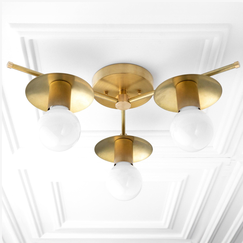 Radiro Globe Industrial Art Deco Light - Unfinished Brass Chandelier with Backsplashes | Esilora