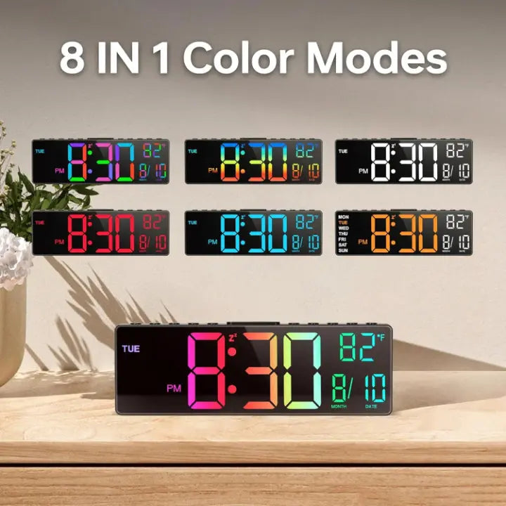 Oversized RGB Digital Wall Clock - Esilora