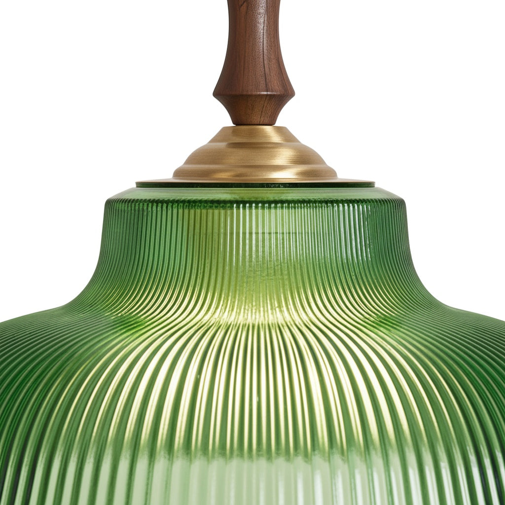 Elunaris Vintage Trumpet Shape Pendant Light with Green Glass Shade for Dining Room | Esilora