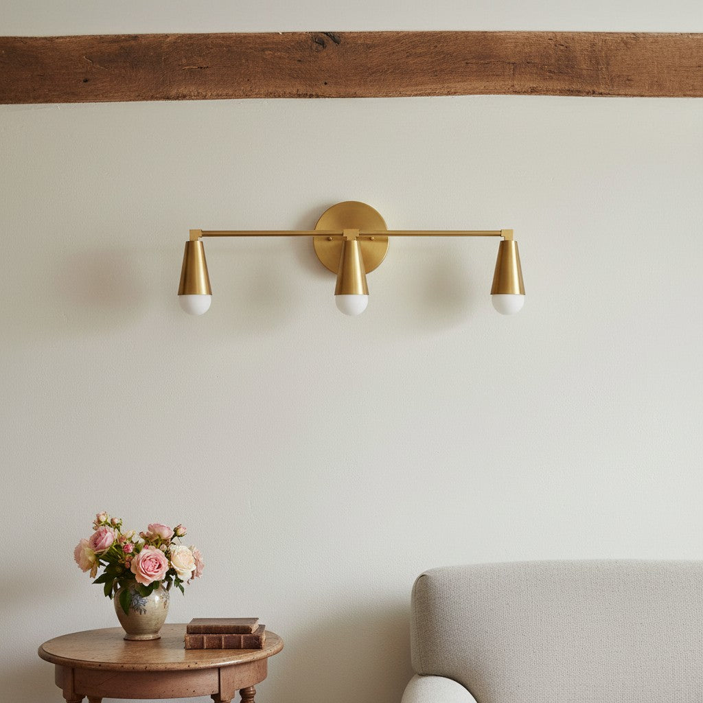 Pyralis Cone 3-Light Vanity Fixture – Sleek Modern Design for Bathrooms and Hallways | Esilora