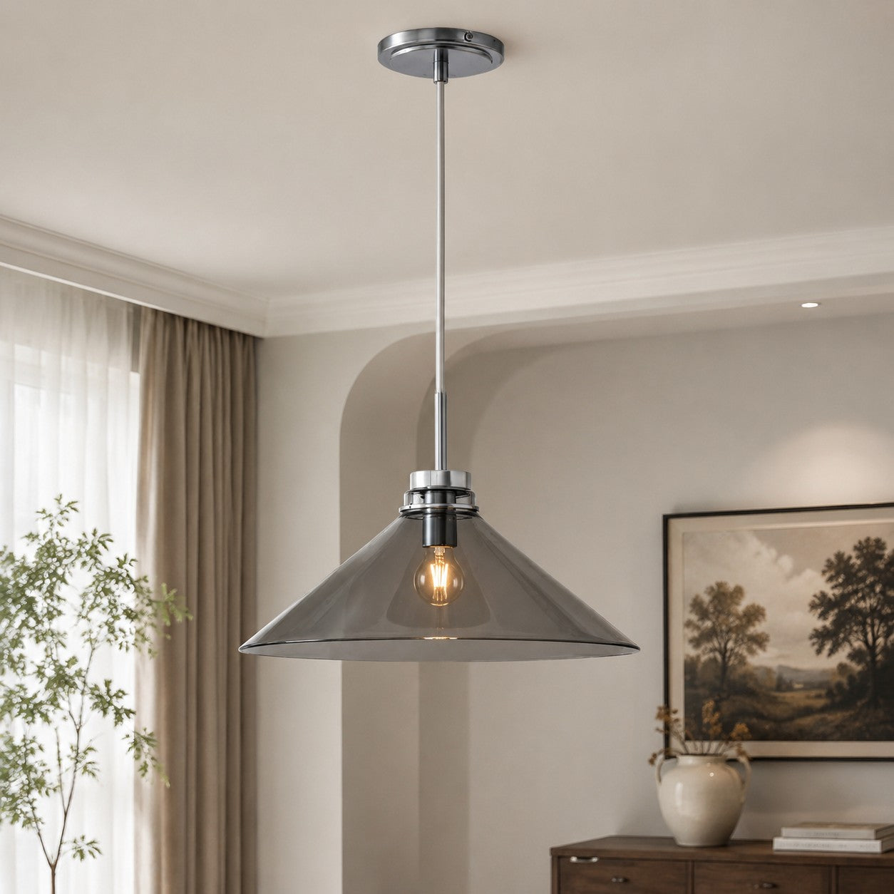 Aurenza Modern Farmhouse  Cone Pendant Light – Dimmable Kitchen and Entryway Lighting | Esilora