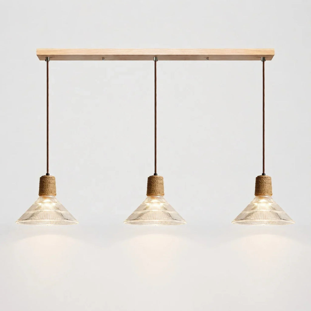 Rustic Woven Rope Glass Pendant Light Collection | Esilora