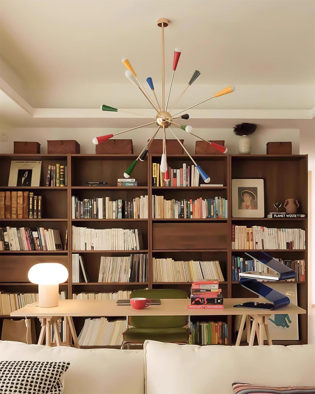 Ivoran Fireworks Chandelier - Gold Metal Sputnik Cone Shade Mid Century Light for Dining Room | Esilora