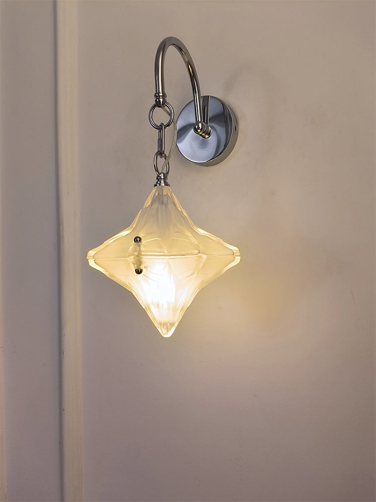 Art Deco Star Wall Sconce - Frosted Glass Light for Hallway - Astris Selene | Esilora