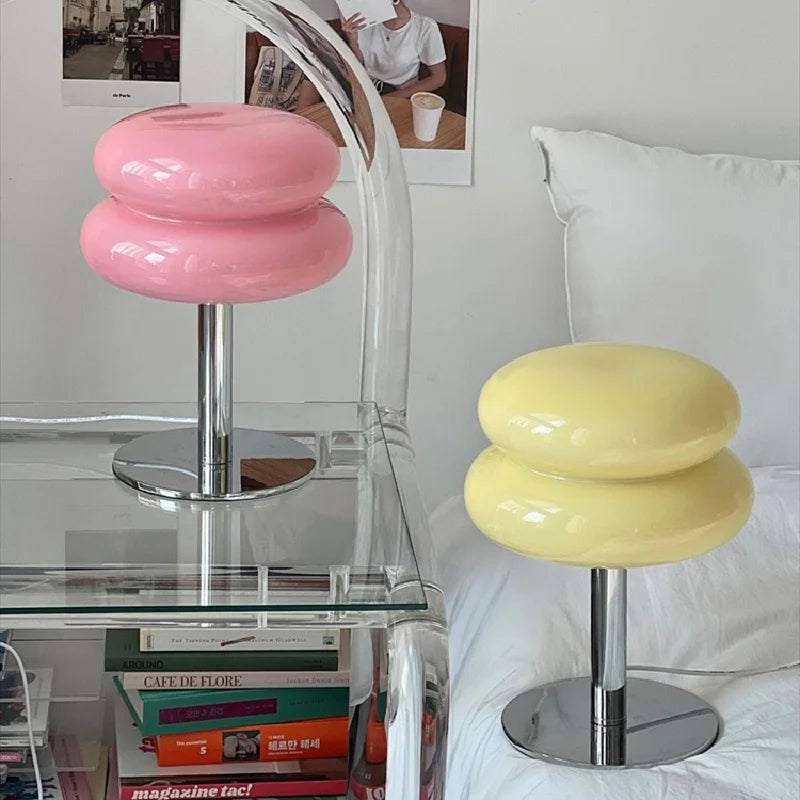 Retro Glass Table Lamp — Double-Walled Ring Motif