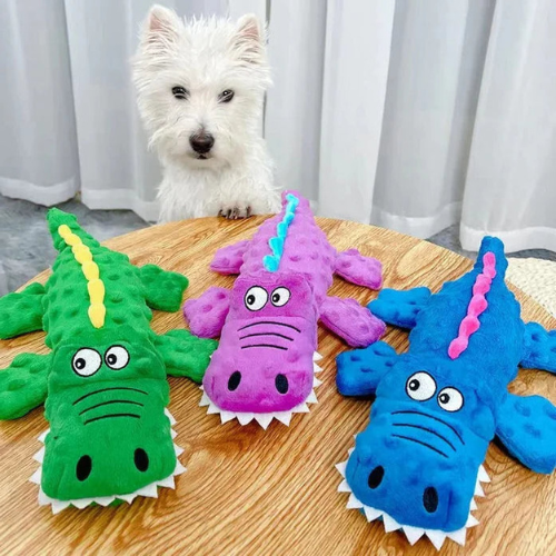 SqueakyPlush Crocodile Dog Toy — Soft Squeaker Chew Toy