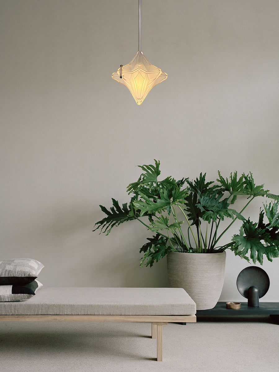 Art Deco Star Pendant Light - Frosted Glass Pendant with Geometric Style - Astris Elara | Esilora