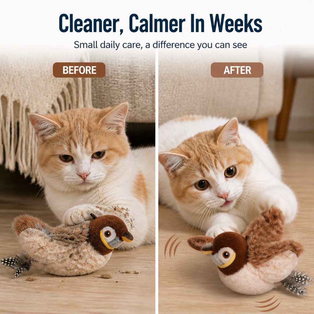Juguete de peluche para gatos con maullido activado por contacto (interior) - Esilora