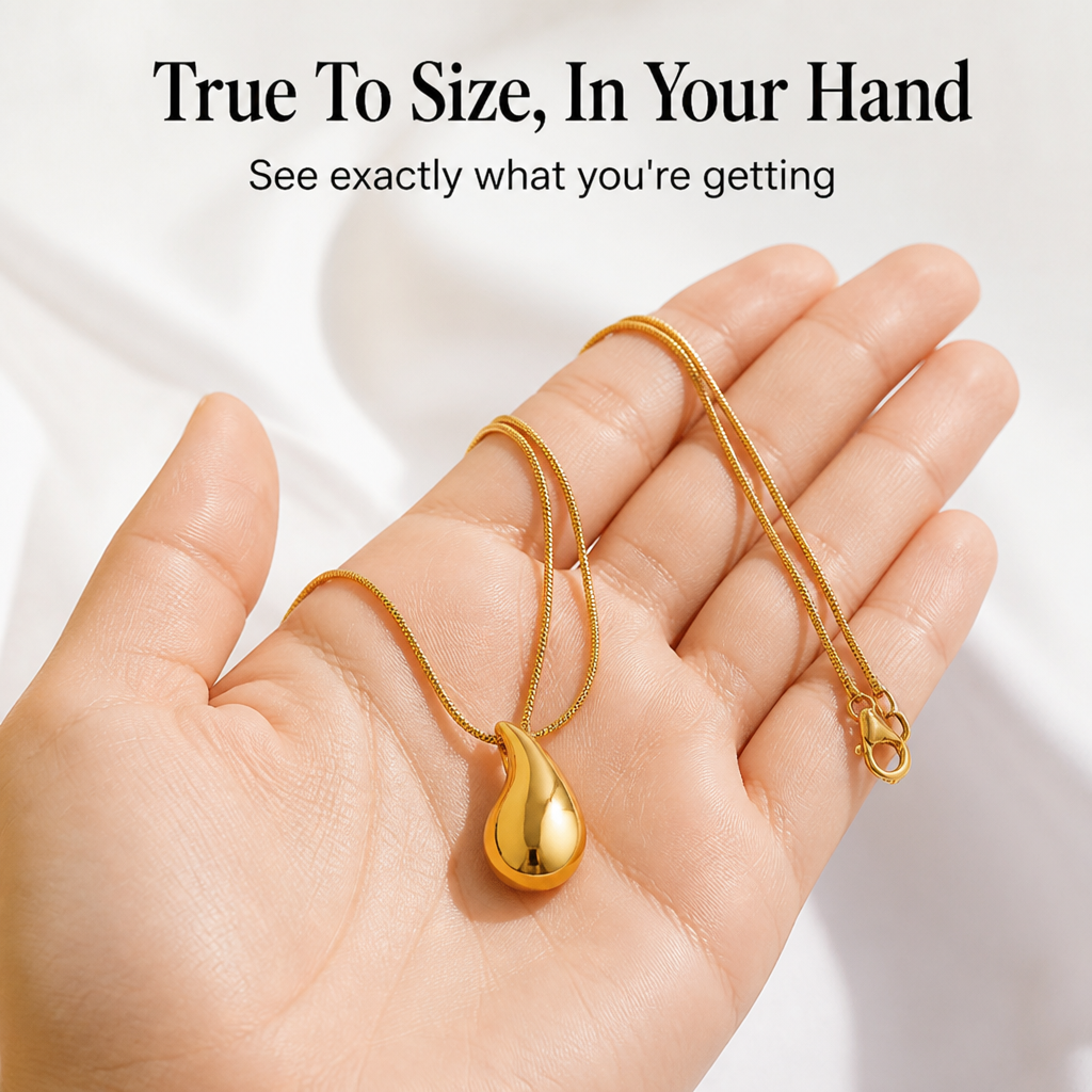 SolaraBeam – Sculpted Teardrop Pendant Necklace in 18k Gold - Esilora