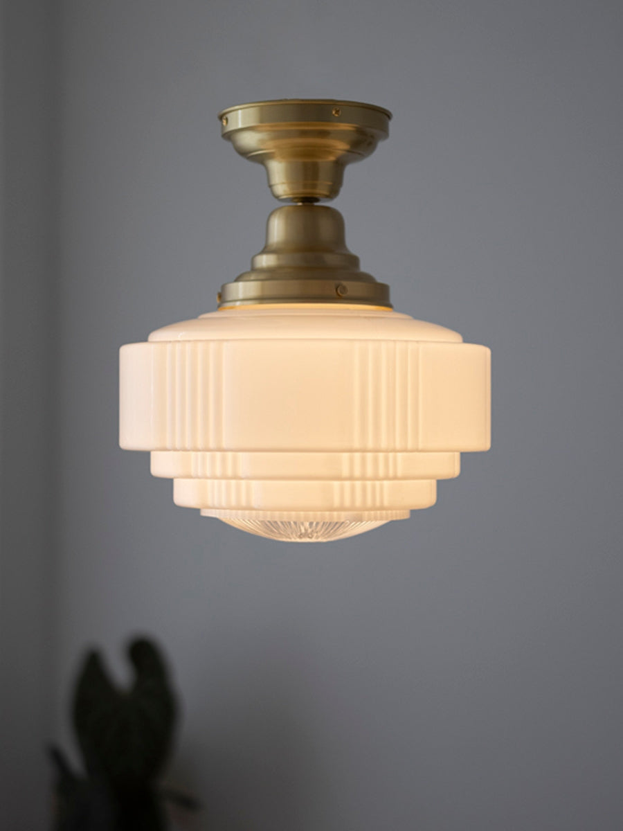 Opalume Glas-Pendelleuchte – Vintage Milchglas-Pendelleuchte im Art-Deco-Stil | Esilora