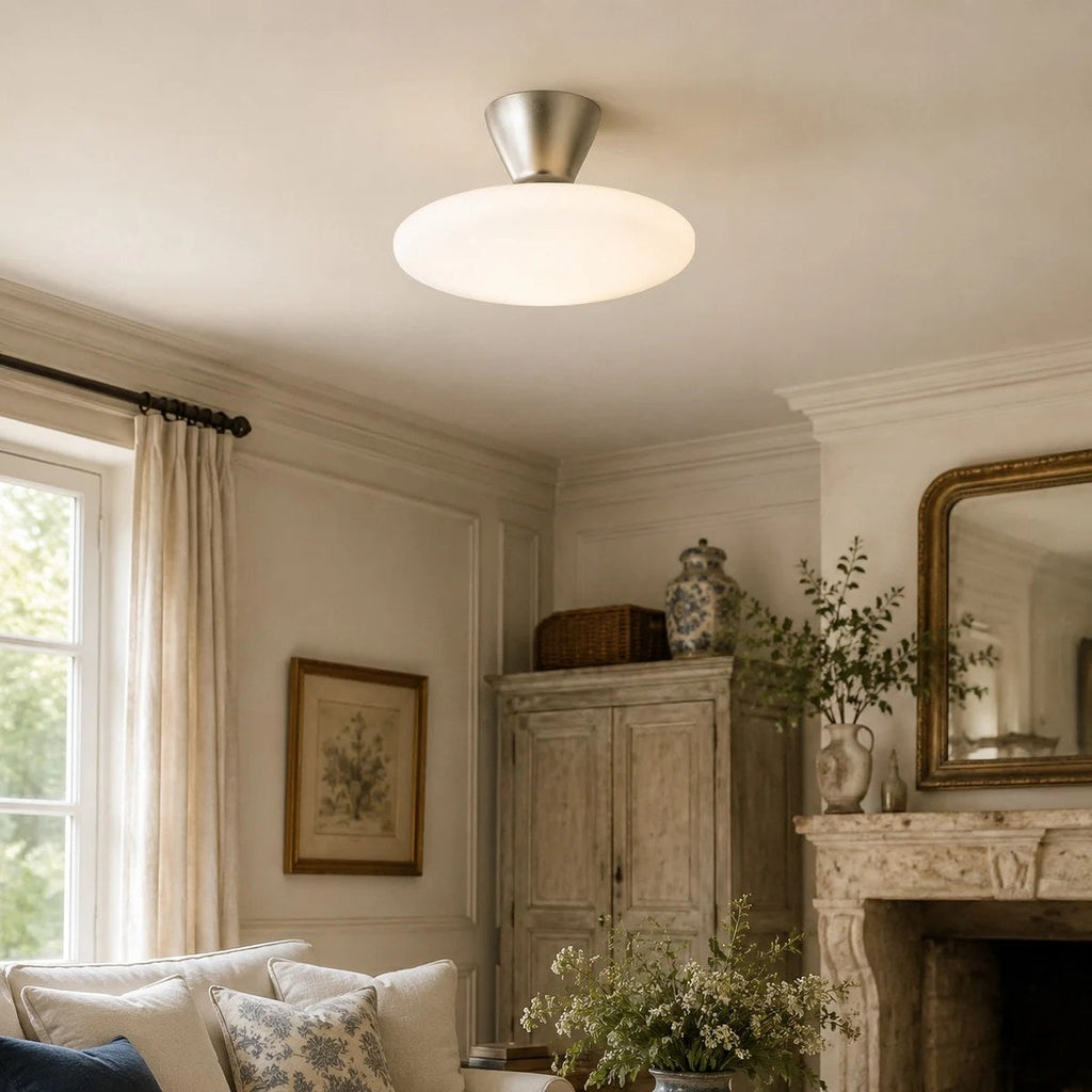 Konos White Glass Flush Mount Ceiling Light | Esilora