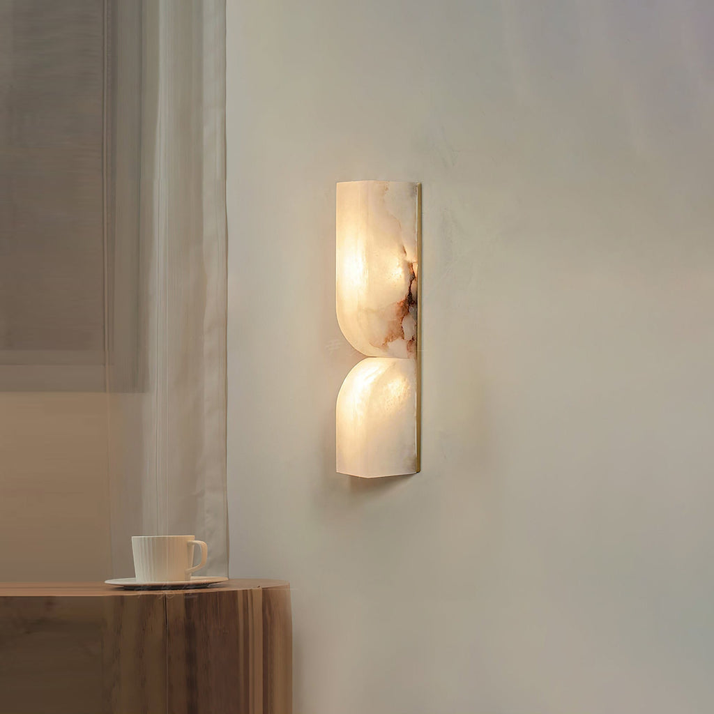 Moderne rechteckige Alabaster-Wandleuchte – Minimalistische Leuchte für Schlafzimmer Flur Wohnzimmer | Esilora